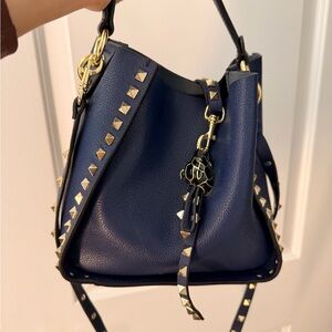 Elegant Navy Studded Shoulder Bag